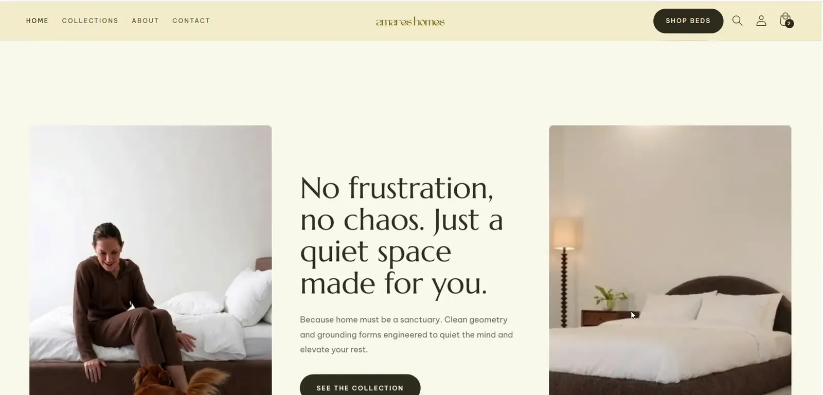 A quiet space made for you, a section of the Amares Homes site
