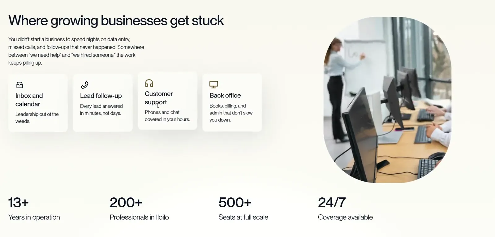 Where growing businesses get stuck, a section of the One Virtual Global site